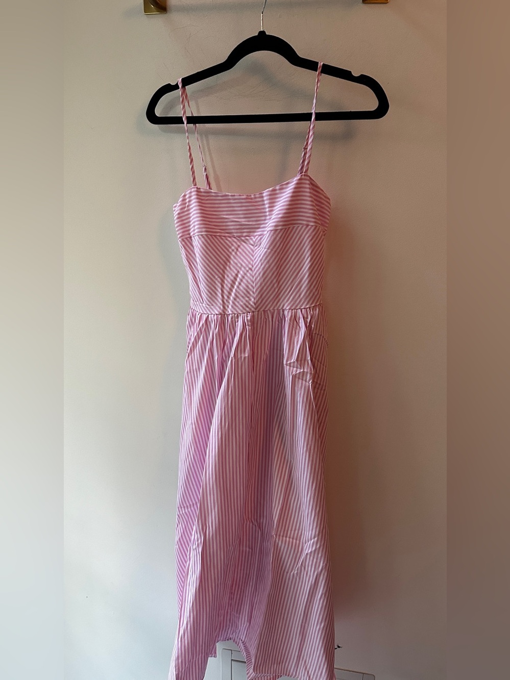 HYFVE Pink White Stripe Smocked Midi Dress Size S/M/L | P2P 14-16 - Picture 3 of 7